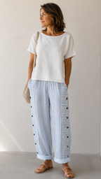Pantalón Rayado de Verano con Estilo