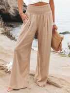 PANTALONES DE LINO DE PIERNA ANCHA