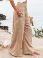 PANTALONES DE LINO DE PIERNA ANCHA