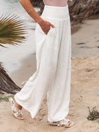 PANTALONES DE LINO DE PIERNA ANCHA