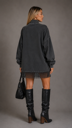 Vestido cuello alto con dobladillo