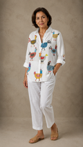 Blusa Divertida con Estampado de Gallina