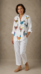 Blusa Divertida con Estampado de Gallina