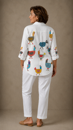 Blusa Divertida con Estampado de Gallina