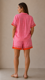 Look Costero Rosa Langosta – Conjunto de Lino
