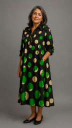 Vestido Camisero Elegante – Estampado de Lunares