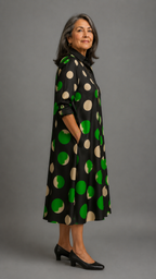 Vestido Camisero Elegante – Estampado de Lunares