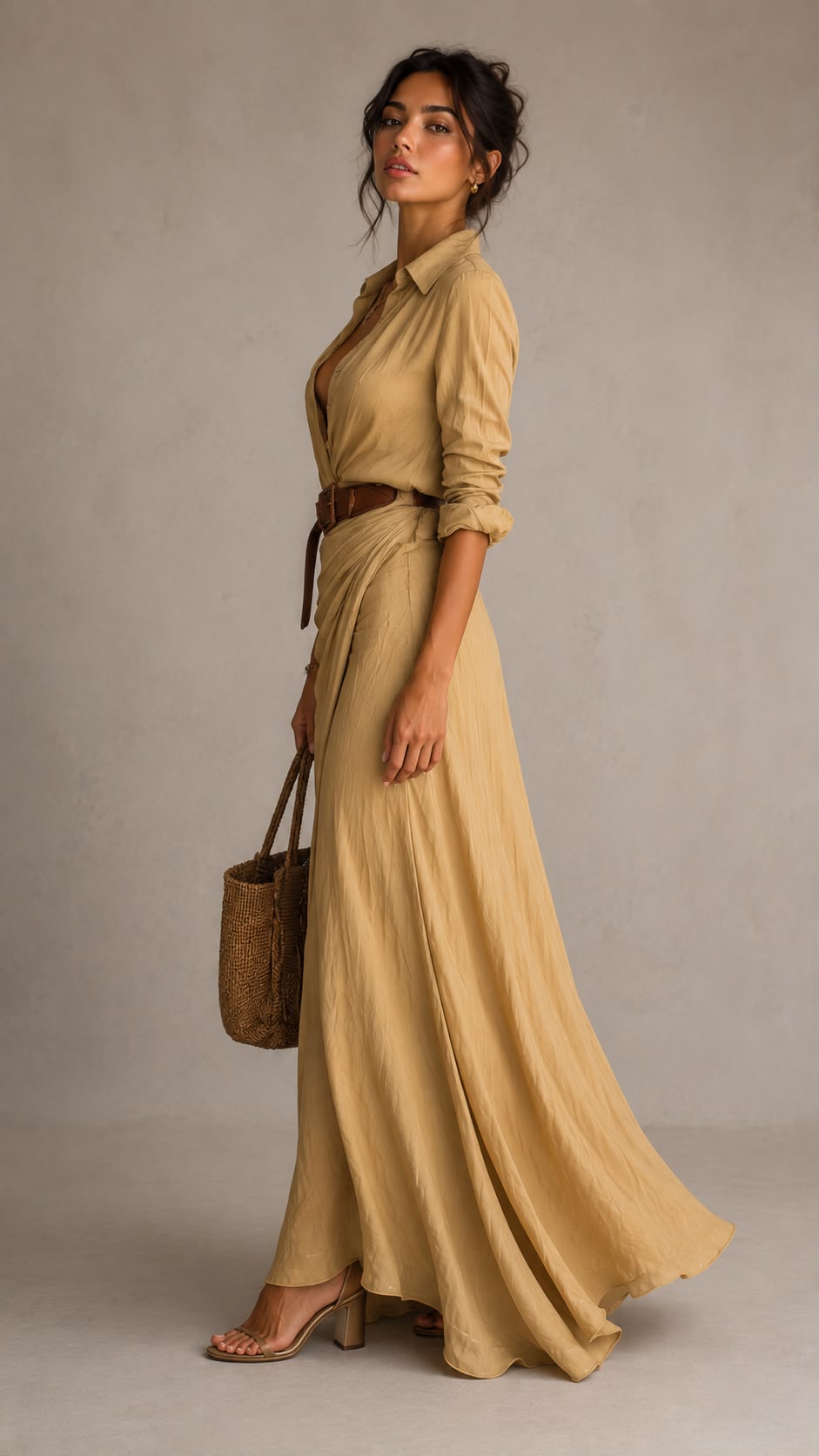 Vestido Maxi Camisero con Cinturón