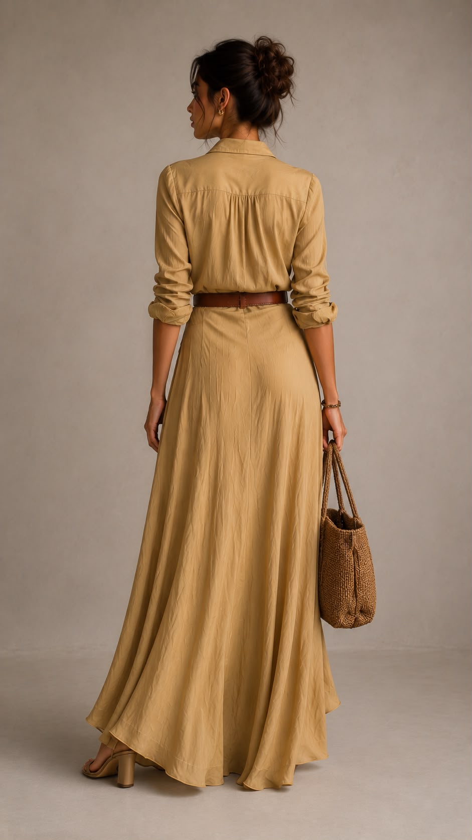 Vestido Maxi Camisero con Cinturón