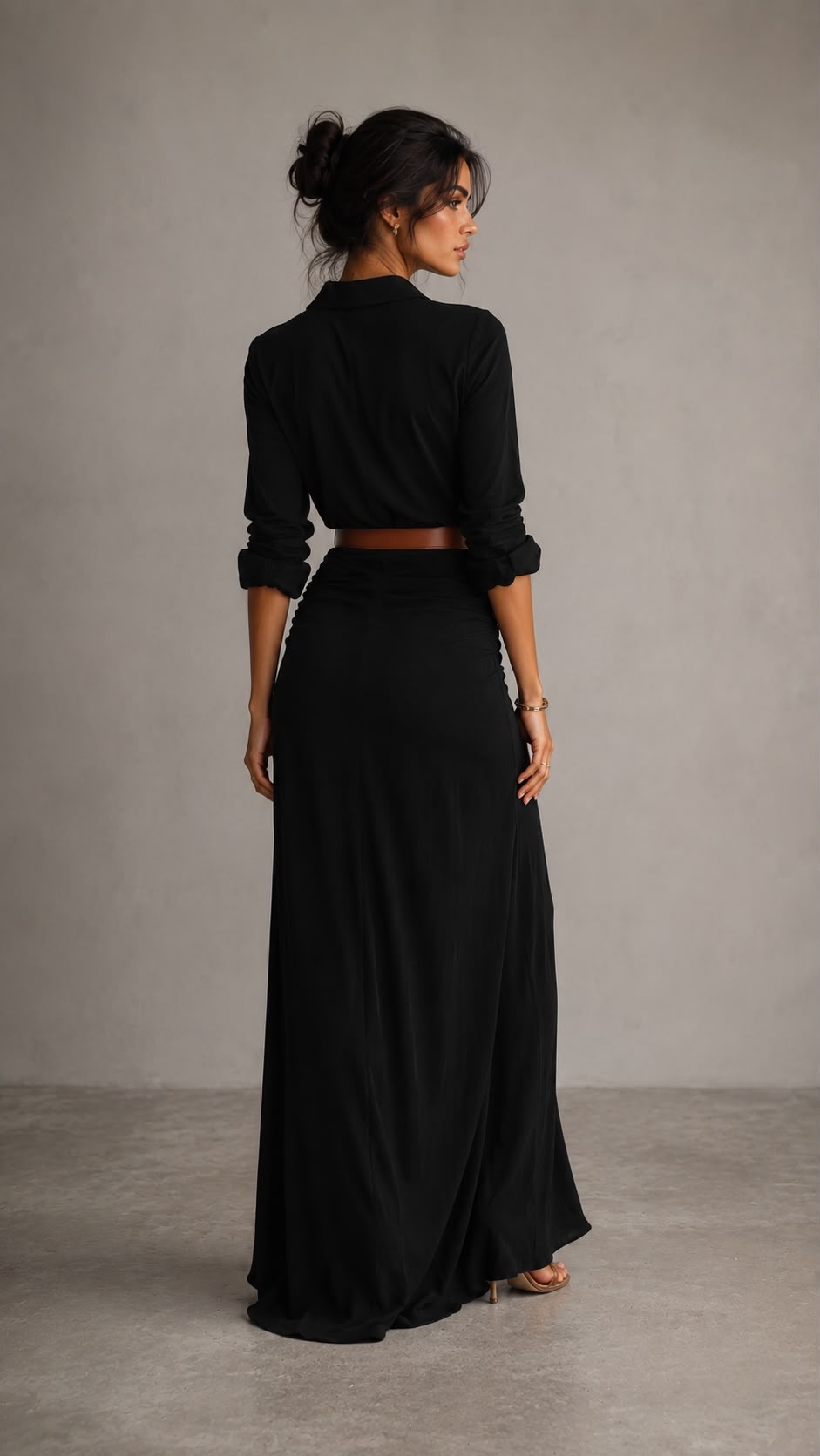 Vestido Maxi Camisero con Cinturón